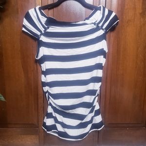 WHBM White and black stripped maternity top